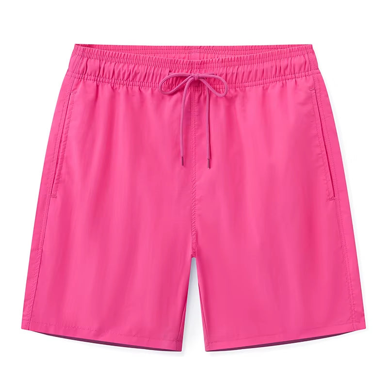 Brand Summer Men Shorts Fashion Nylon Solid Mesh Liner Traje De Baño Drawstring for Swimsuits Male Surf Sports Shorts