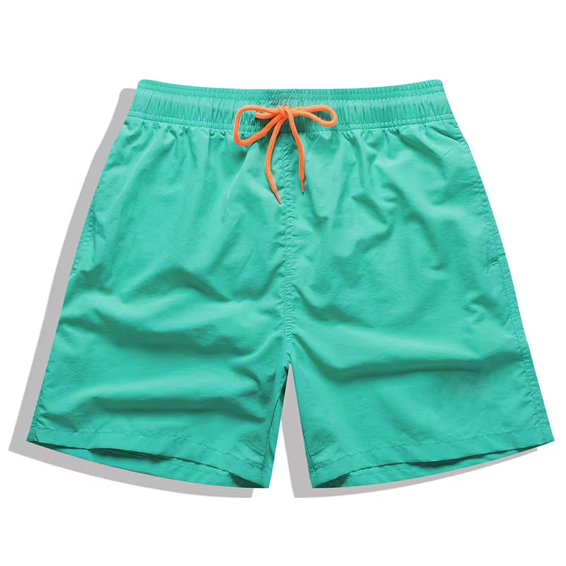 Brand Summer Men Shorts Fashion Nylon Solid Mesh Liner Traje De Baño Drawstring for Swimsuits Male Surf Sports Shorts