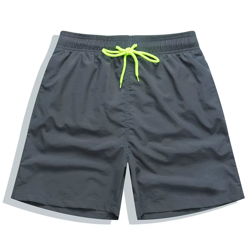 Brand Summer Men Shorts Fashion Nylon Solid Mesh Liner Traje De Baño Drawstring for Swimsuits Male Surf Sports Shorts