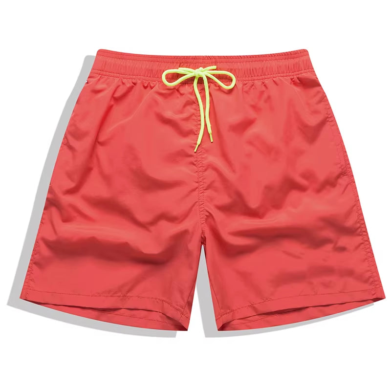 Brand Summer Men Shorts Fashion Nylon Solid Mesh Liner Traje De Baño Drawstring for Swimsuits Male Surf Sports Shorts