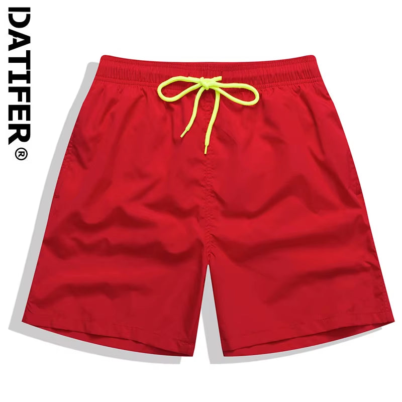 Brand Summer Men Shorts Fashion Nylon Solid Mesh Liner Traje De Baño Drawstring for Swimsuits Male Surf Sports Shorts