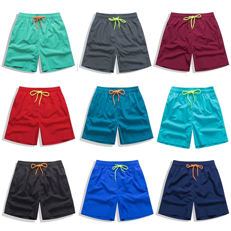 Brand Summer Men Shorts Fashion Nylon Solid Mesh Liner Traje De Baño Drawstring for Swimsuits Male Surf Sports Shorts