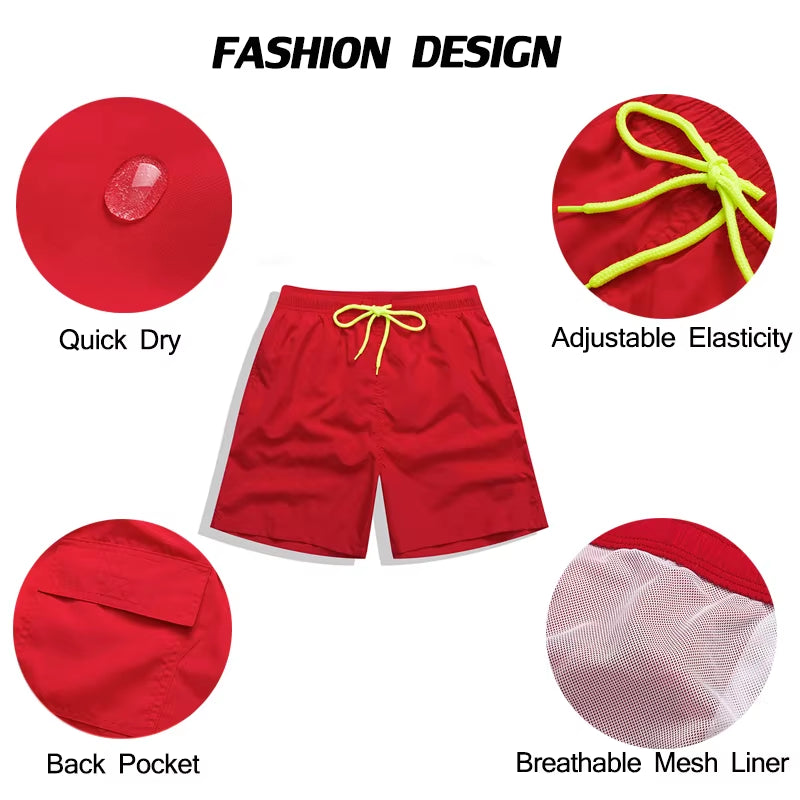 Brand Summer Men Shorts Fashion Nylon Solid Mesh Liner Traje De Baño Drawstring for Swimsuits Male Surf Sports Shorts