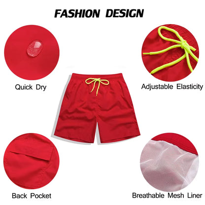 Brand Summer Men Shorts Fashion Nylon Solid Mesh Liner Traje De Baño Drawstring for Swimsuits Male Surf Sports Shorts