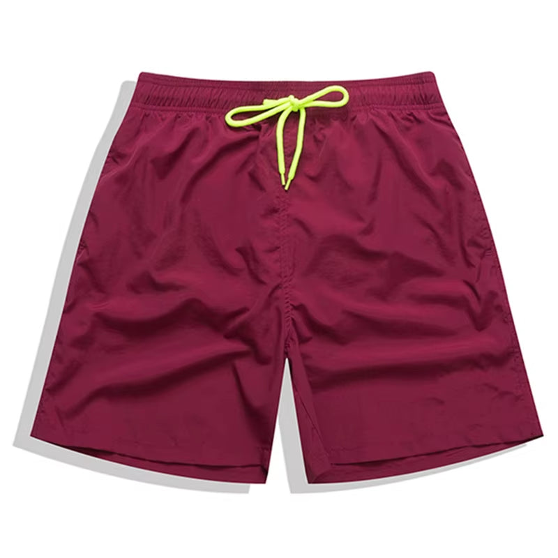 Brand Summer Men Shorts Fashion Nylon Solid Mesh Liner Traje De Baño Drawstring for Swimsuits Male Surf Sports Shorts