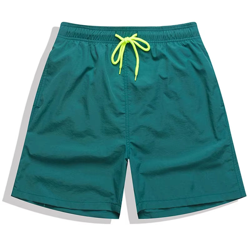 Brand Summer Men Shorts Fashion Nylon Solid Mesh Liner Traje De Baño Drawstring for Swimsuits Male Surf Sports Shorts