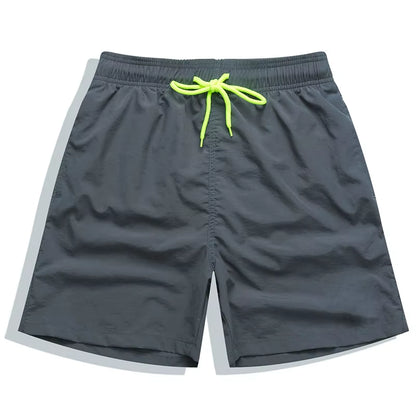 Brand Summer Men Shorts Fashion Nylon Solid Mesh Liner Traje De Baño Drawstring for Swimsuits Male Surf Sports Shorts