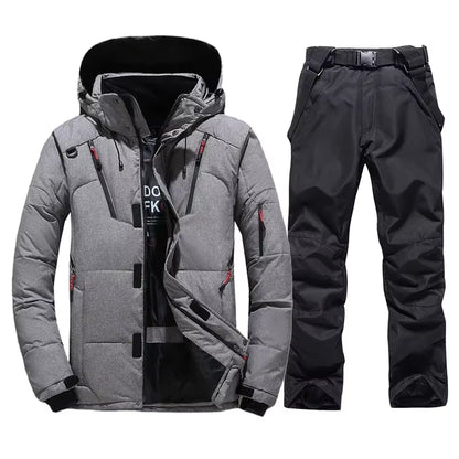 New Thermal Winter Skiing down Jacket Ski Suit Men Snowboard Bibs Pants Warm Set Male Snowmobile Clothing for Wear Overalls