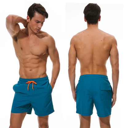 Brand Summer Men Shorts Fashion Nylon Solid Mesh Liner Traje De Baño Drawstring for Swimsuits Male Surf Sports Shorts